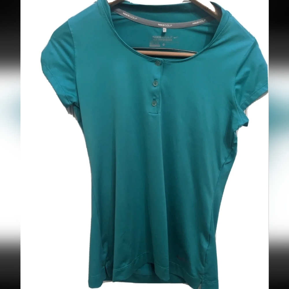 Nike Golf Tour Performance Polo Women's Small Stretch Blue Short Sleeve Dri Fit.